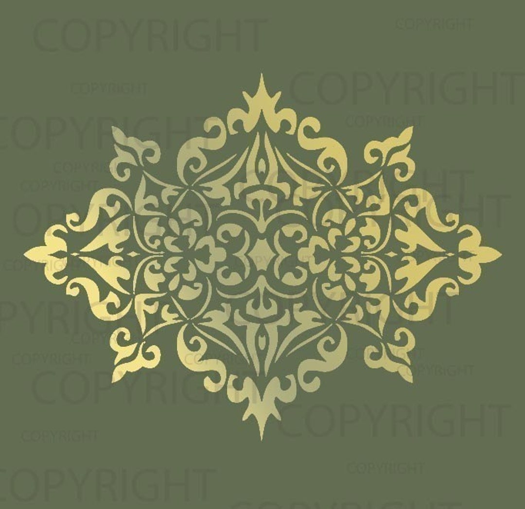 Large Wall Damask Stencil Pattern Faux Mural 1023 - Etsy