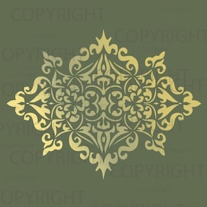 large wall Damask Stencil Pattern faux mural 1023