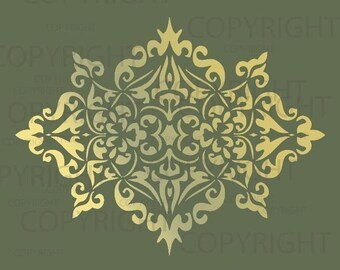 large wall Damask Stencil Pattern faux mural 1023