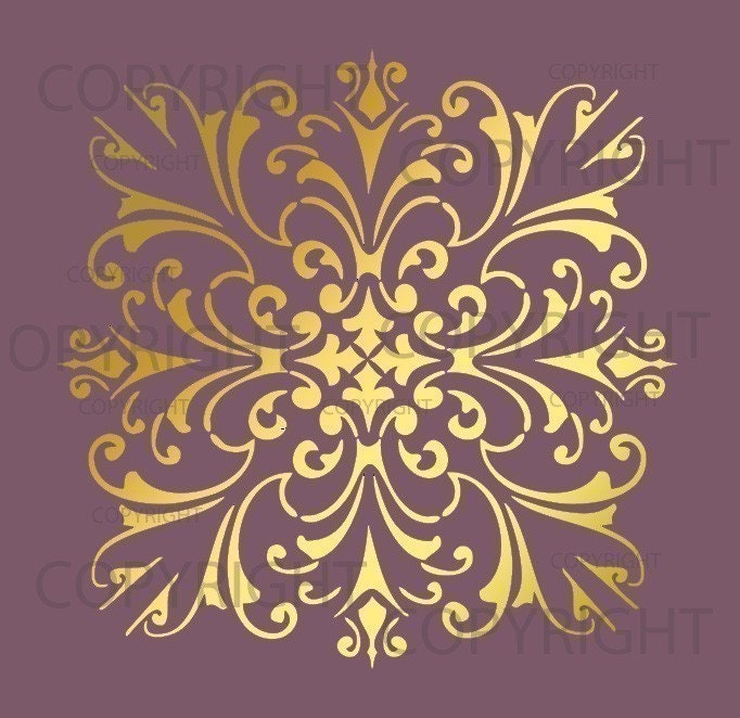 Large Wall Damask Stencil Pattern Faux Mural 1020 - Etsy