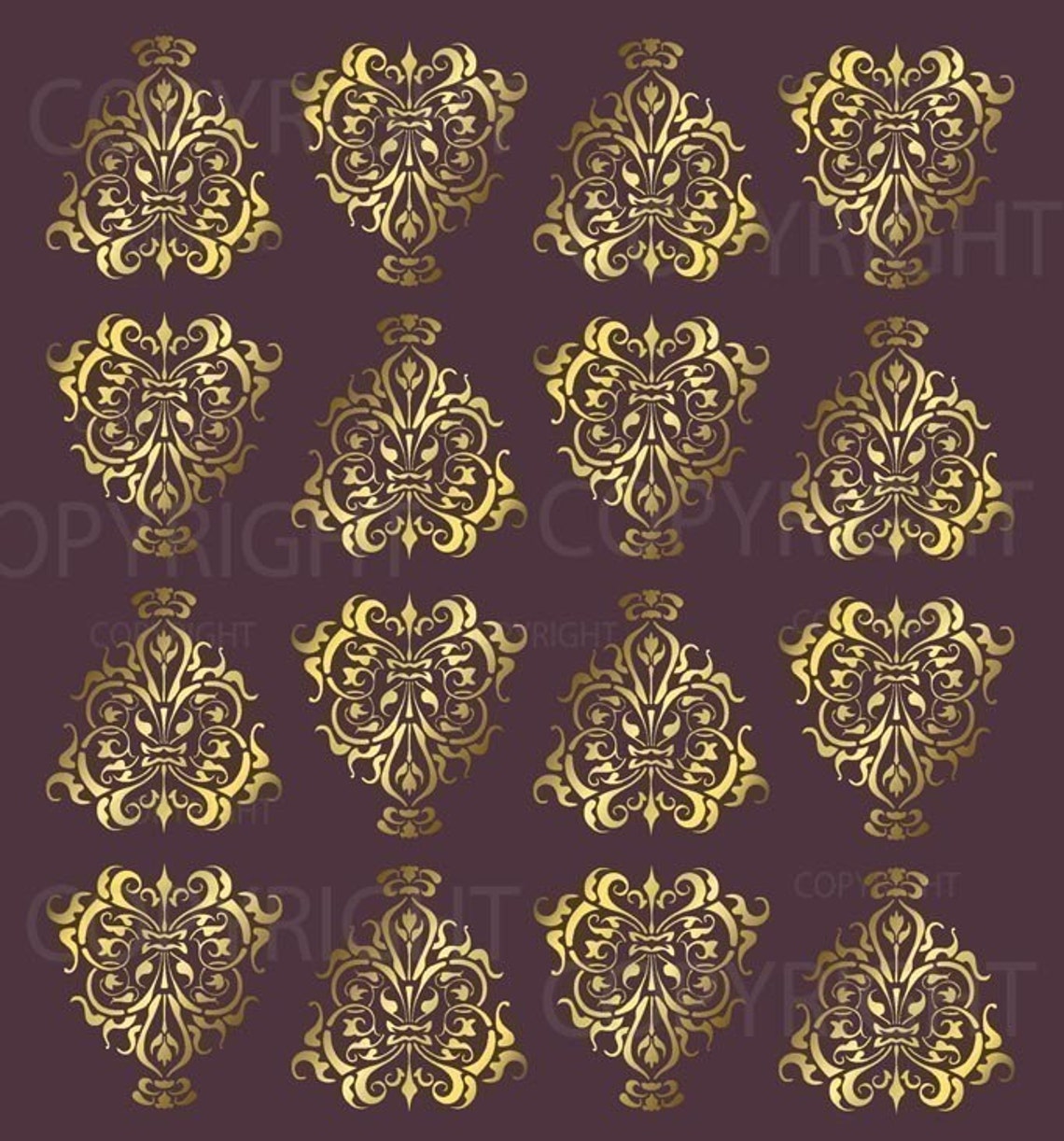 Size 10" X 10 4/8" Large WALL DAMASK STENCIL Pattern Faux Mural 1013 - Etsy