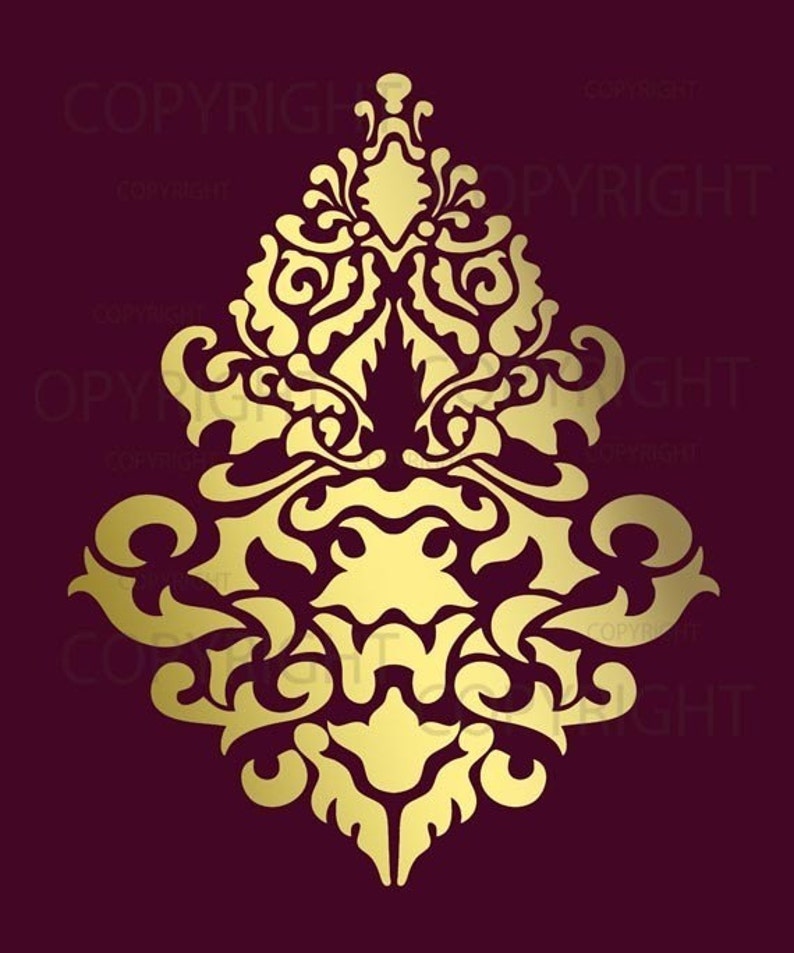 Large Wall Damask STENCIL Pattern FAUX MURAL 1019 image 2