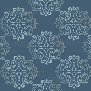 Large WALL DAMASK STENCIL pattern faux mural 1012 image 1