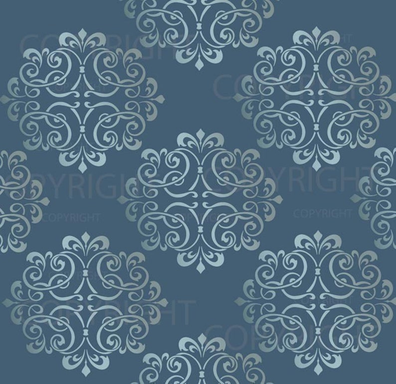 Large WALL DAMASK STENCIL pattern faux mural 1012 image 1