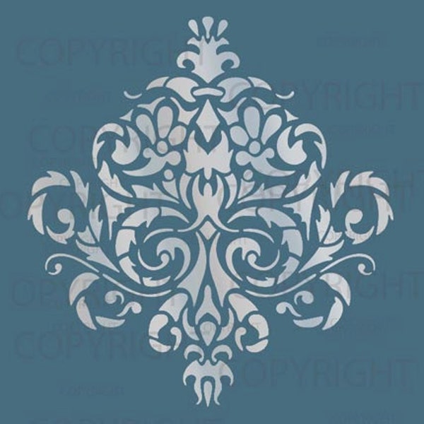 Large Wall Damask STENCIL Pattern FAUX  MURAL 1010