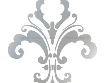 Size 18"(w) x 22.8"(h) " FLEUR DE LIS Designer Decorative Stencil Chic for Wall Decor, Curtains, Cakes, Damask, Mural, 3004