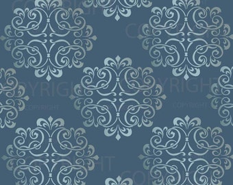 1012 Large Wall Damask Pattern Stencil 12 inch x 12 (material size)  faux mural
