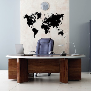 Sticker mural en vinyle, carte de l'atlas mondial, taille 75 po. L x 43 po. H. Autocollant amovible facile à poser N1601