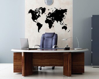 Size 75"W x 43"H  Global World Atlas Map Vinyl Wall Decal Easy to Apply Removable Sticker  N1601