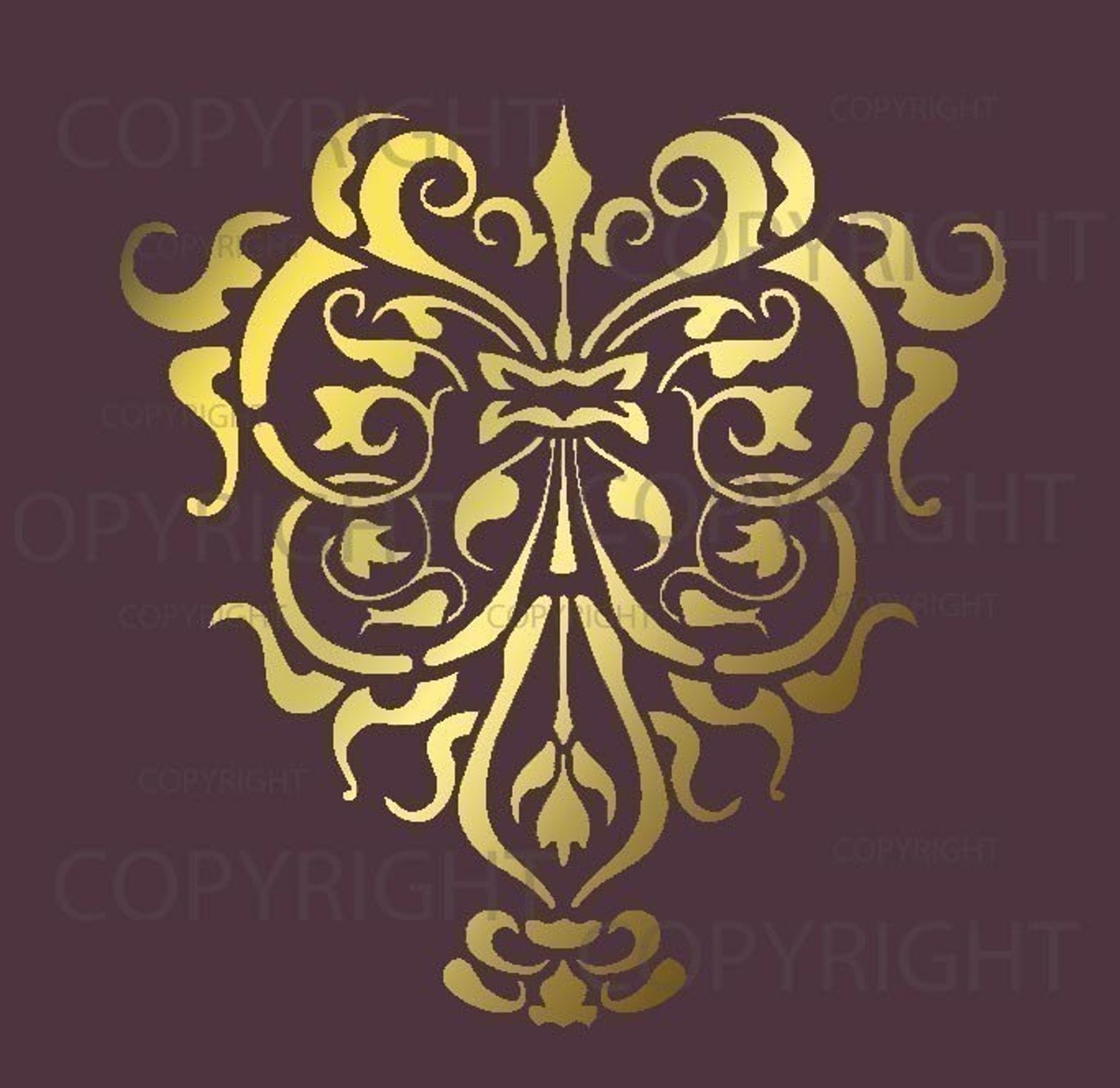 Size 10" X 10 4/8" Large WALL DAMASK STENCIL Pattern Faux Mural 1013 - Etsy