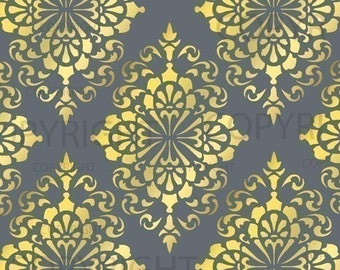 1012 Large Wall Damask Pattern Stencil 12 Inch X 12 (material Size ...
