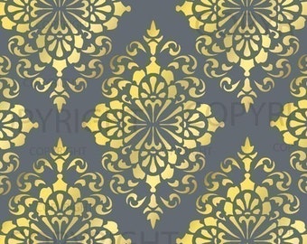 Large Wall Damask STENCIL Pattern FAUX MURAL 1015