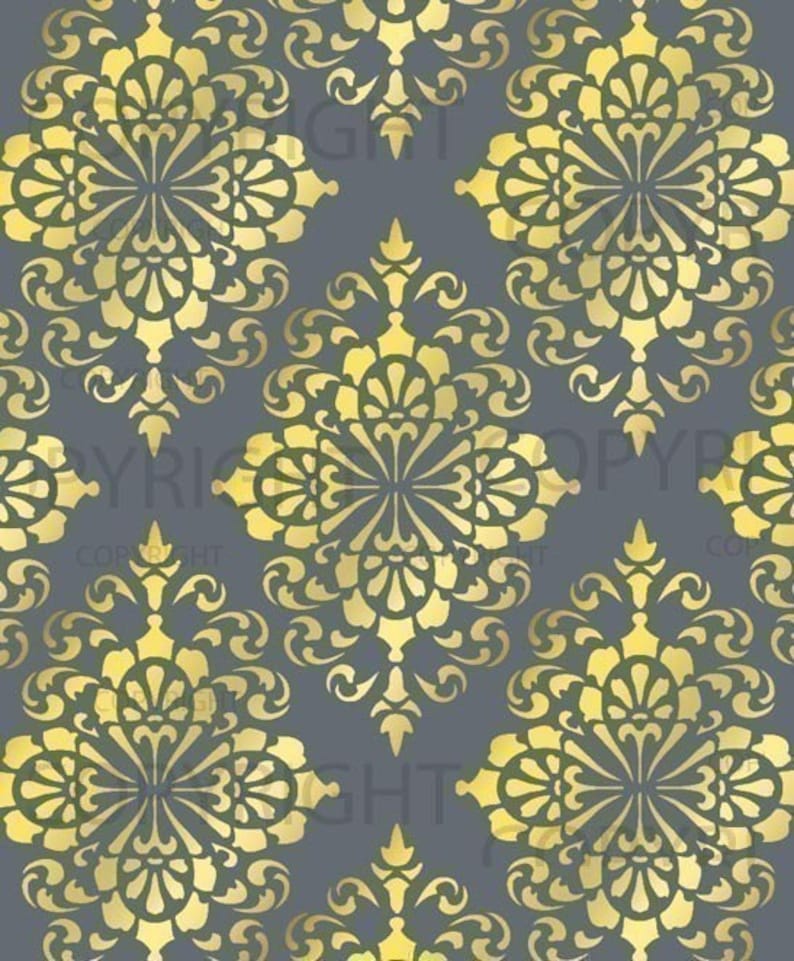 Large Wall Damask STENCIL Pattern FAUX MURAL 1015 Etsy