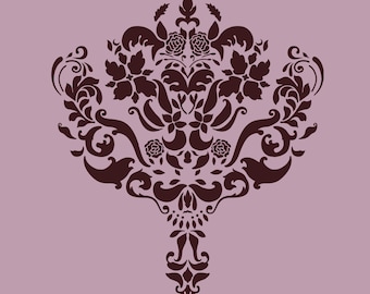 Large Wall Damask STENCIL Pattern FAUX  MURAL 1004