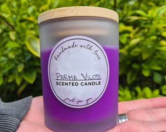 Homemade Parma violets scented soy wax candle