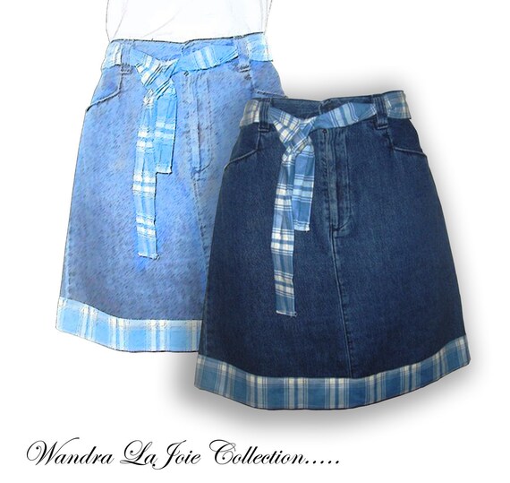 Blue denim skirt | Etsy