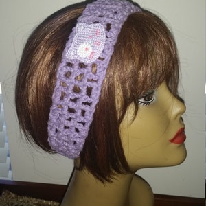 Hand Crochet Stylish lavender Headband, Accessory One Size