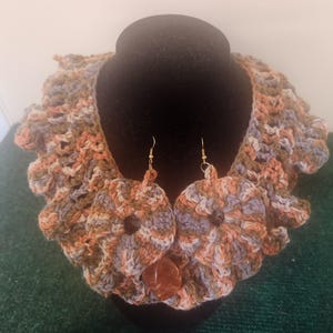Hand Crochet Multi-Colored Necklace Set Accessory