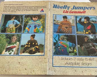 Woolly Jumpers Liz Gemmell Australian Picture Knitting Intarsia Book ligero daño por agua