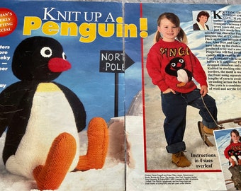 La revista Pingu Toy and Jumper Knitting Pattern saca a Alan Dart Gary Kennedy