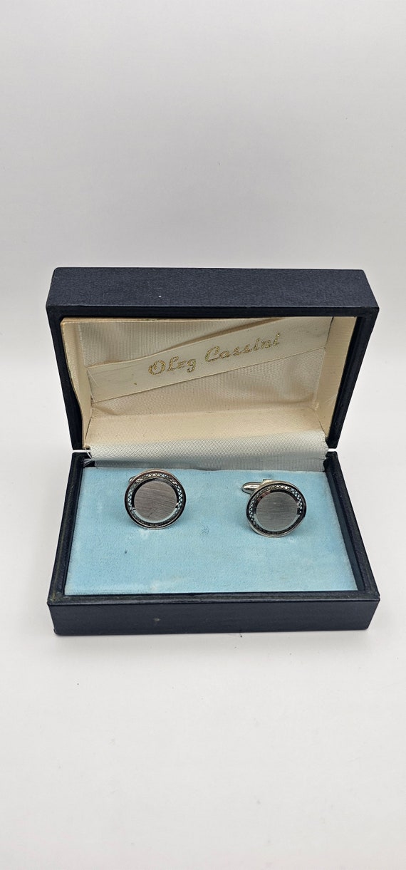 Vintage silver tone Oleg Cassini Cufflinks, good c