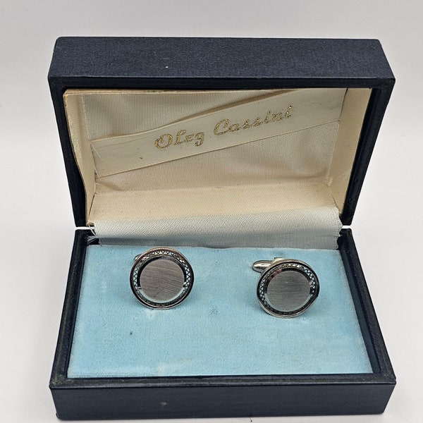 Vintage silver tone Oleg Cassini Cufflinks, good condition, gift for him