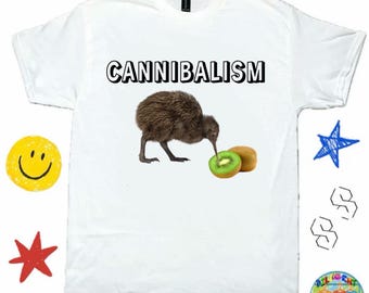 Kiwi Bird / Kiwi Fruit Cannibalism Shirt - Y2K Meme Shirt, Cat Shirt, Funny Graphic Tee, Funny Bird Tee, Funny Cannibalism, TikTok Shirt