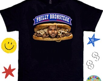 Philly Bronsteak - Funny NBA Shirt, Y2K Meme  Shirt, Funny Lebron Gift , Funny Graphic Tee - TikTok Meme Shirt ; Funny LeBron Meme Tee