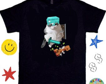 Funny Cat Meme Shirt , Minecraft Cat Shirt - Y2K Meme Shirt, Cat Shirt, Bar/Club Shirt, Funny Graphic Tee, TikTok/Meme, Viral Funny Tee