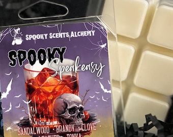 Spooky Speakeasy Halloween Wax Melt- Brandy Leather Patchouli Gothic Spooky Scents - Unique Witchy Apothecary-Creepy Wax Melts Horror Themed
