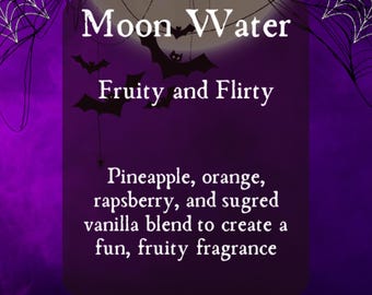 Moon Water Gothic Perfume Roll On Oil -Spooky Fruity Gothic Scents Rollerball Gourmand Perfume Oil- Pineapple + Lime + Raspberry + Vanilla
