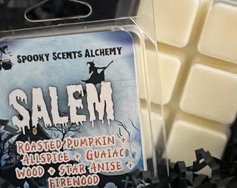 Salem Halloween Wax Melt Spooky Gift- Smouldering Pumpkin Fragrance Firewood - Witchy Wax Melts- Horror Themed Gothic Wax Melt-Samhain