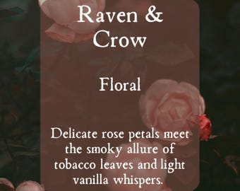 Raven and Crow Roll On Perfume Oil Halloween Goth Scents Perfume- Goth Travel Size Spray -Tobacco and Rose -Vampire Gothic Scent Fragrance