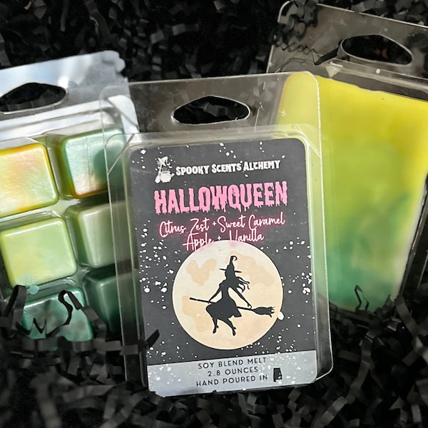 Dive Into the Mysterious World of HalloQueen Wax Melts-Enchanted Fruity Elixirs- Witchy Wonderland of Dark Academia -Eerie Spooky Vibes