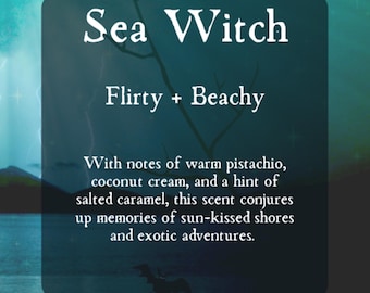 Sea Witch Gothic Perfume Roll On Oil - Spooky Gothic Scents - Roller Ball Unique- Pistachio + Salted Caramel + Coconut Cream - Gourmand