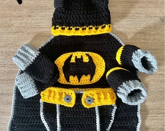 Crochet Bat Superhero Baby Set Pattern (PDF Download) Mittens