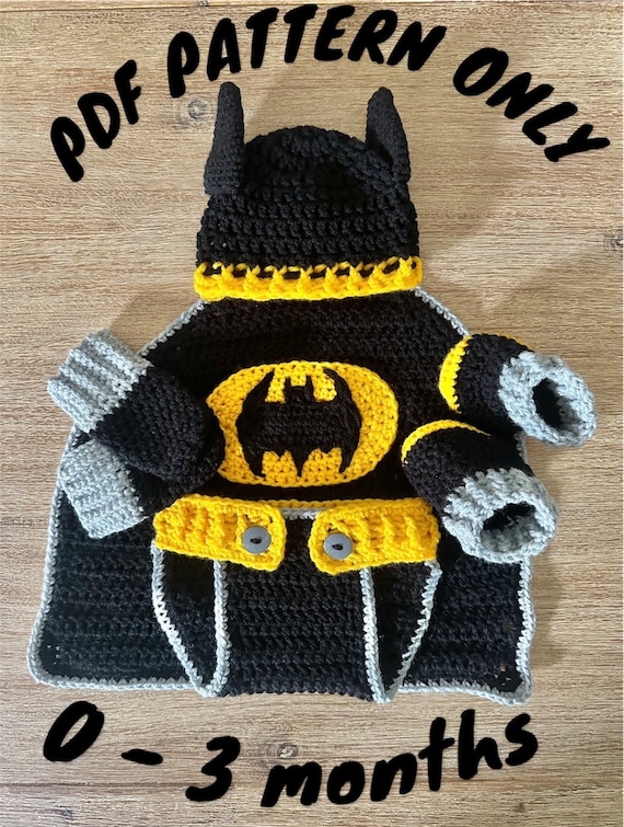 Crochet Bat Superhero Baby Set Pattern (PDF Download) Mittens