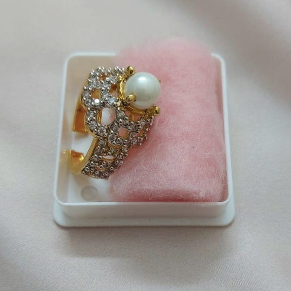 Ring With Pearl Stone/ Pakistani Jewelry/ Indian Jewelry/ Rings/ Fashion Jewelry/ Wedding Jewelry/ Shaadi Jewelry