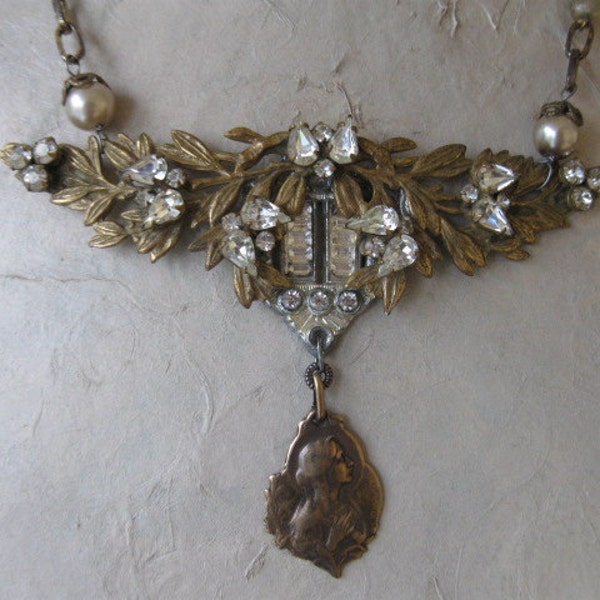 Celestial Light... antique assemblage necklace