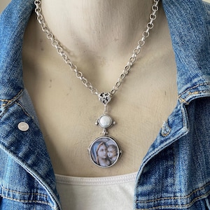 Heaven and Earth, Madonna and Child religious assemblage necklace