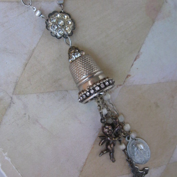 Song of Angels ... long repurposed vintage assemblage necklace RESERVED