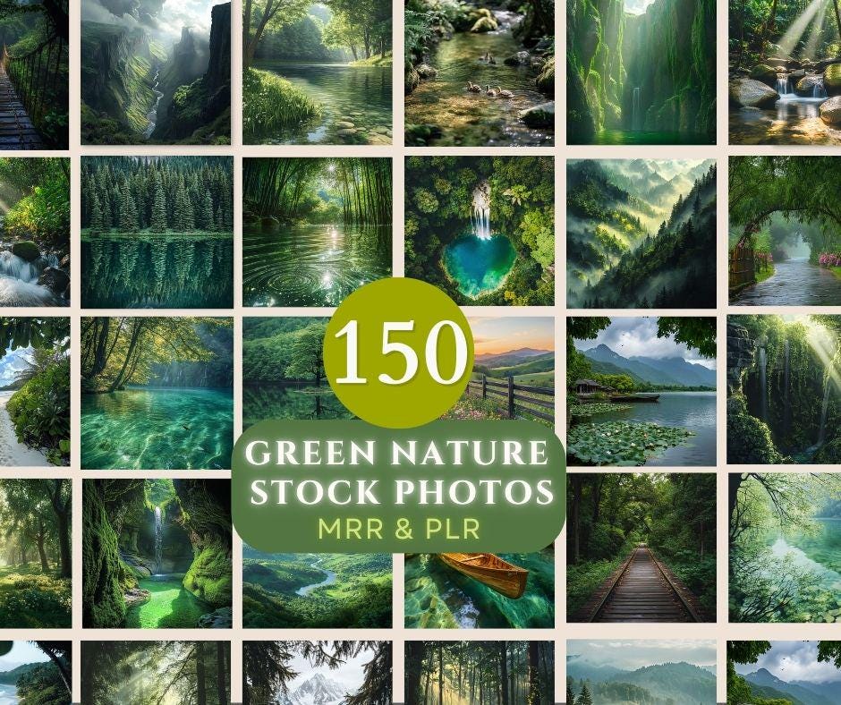 150 Green Nature Stock Photos, Nature Landscape Stock Images Green Instagram Stock MRR PLR Forest Mountain Views Images Instagram Reel Cover