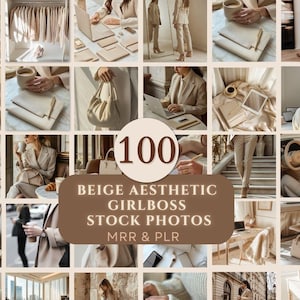 100 Beige Girlboss Stock Photos, Business Aesthetic Stock Photos, Beige Aesthetic Photo Faceless Photo Faceless Marketing MRR PLR Instagram