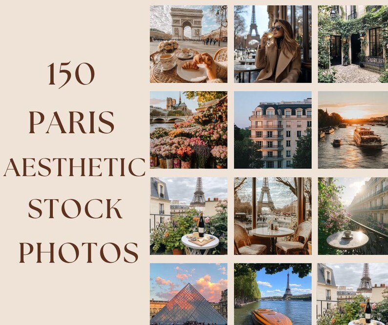 Pu&ograve; includere: Una collezione di 150 foto stock estetiche che mostrano diverse scene di Parigi, Francia. Le foto mettono in mostra monumenti iconici come la Torre Eiffel, l'Arco di Trionfo e le affascinanti strade parigine.