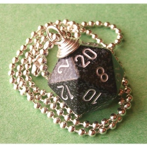 Dungeons and Dragons D20 Die Necklace Ninja Black Gray Silver Geek Gamer DnD Role Playing RPG image 2
