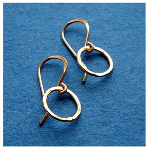 Gold Filled Hoops Golden Pebbled Earrings Hammered Rings image 2