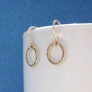 Gold Filled Hoops Golden Pebbled Earrings Hammered Rings image 5