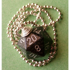 Dungeons and Dragons D20 Die Necklace Ninja Black Gray Silver Geek Gamer DnD Role Playing RPG image 3