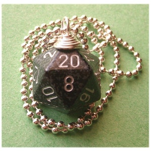 Dungeons and Dragons D20 Die Necklace Ninja Black Gray Silver Geek Gamer DnD Role Playing RPG image 1