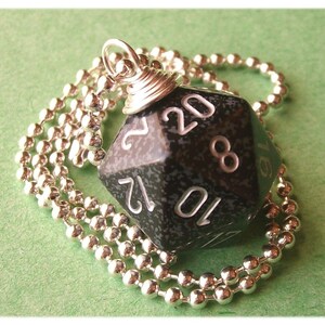 Dungeons and Dragons D20 Die Necklace Ninja Black Gray Silver Geek Gamer DnD Role Playing RPG image 4